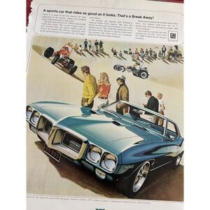 Vintage 1969 Magazine Ad Pontiac GM Firebird Break Away Advertisement Car Muscle